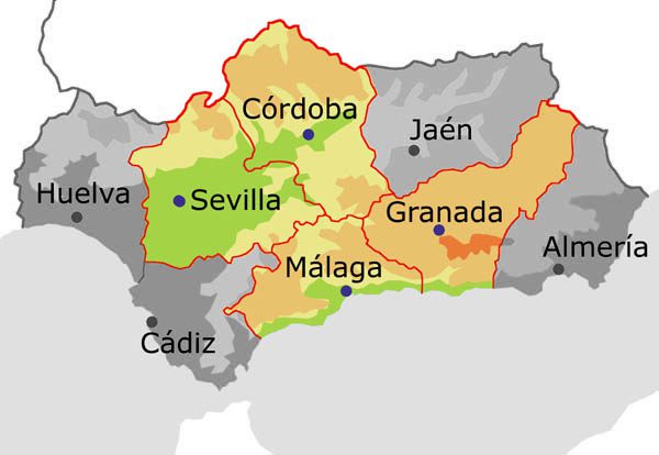 Sevilla, Córdoba, Granada y Málaga