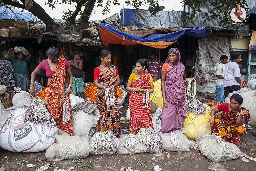 Vendedoras mercado de las flores Calcuta